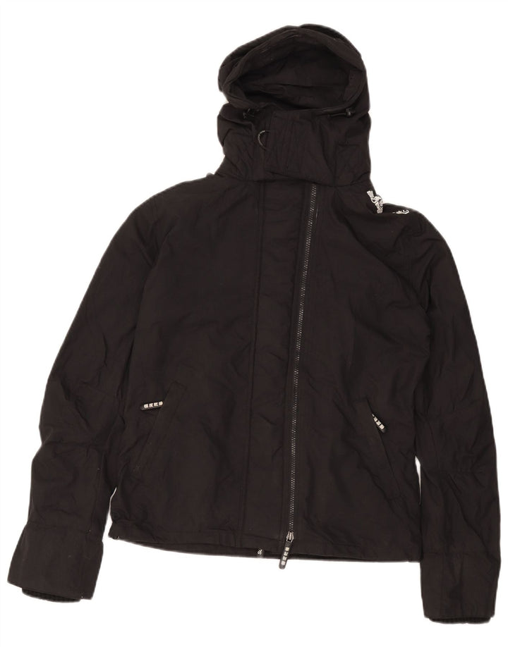 SUPERDRY ženska kišna jakna s kapuljačom s grafičkim motivima UK 14 Srednji crni najlon