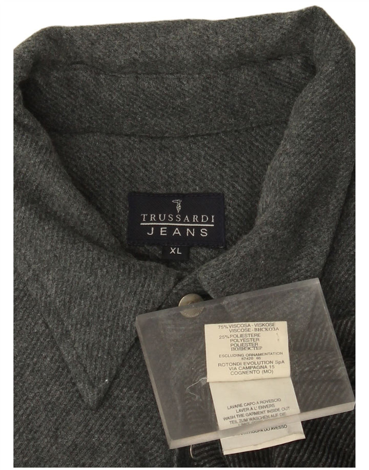 Trussardi Jeans muška flanel košulja XL siva viskoza