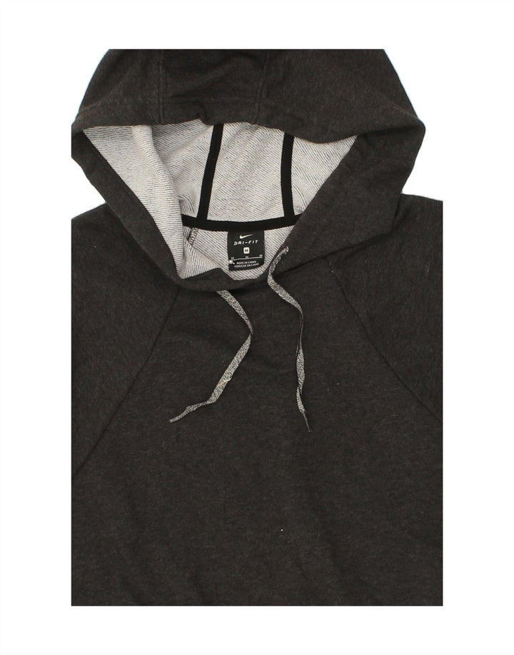 NIKE Womens Dri Fit Crop Hoodie Jumper UK 14 Medium Grey Polyester Vintage Nike and Second-Hand Nike from Messina Hembry 