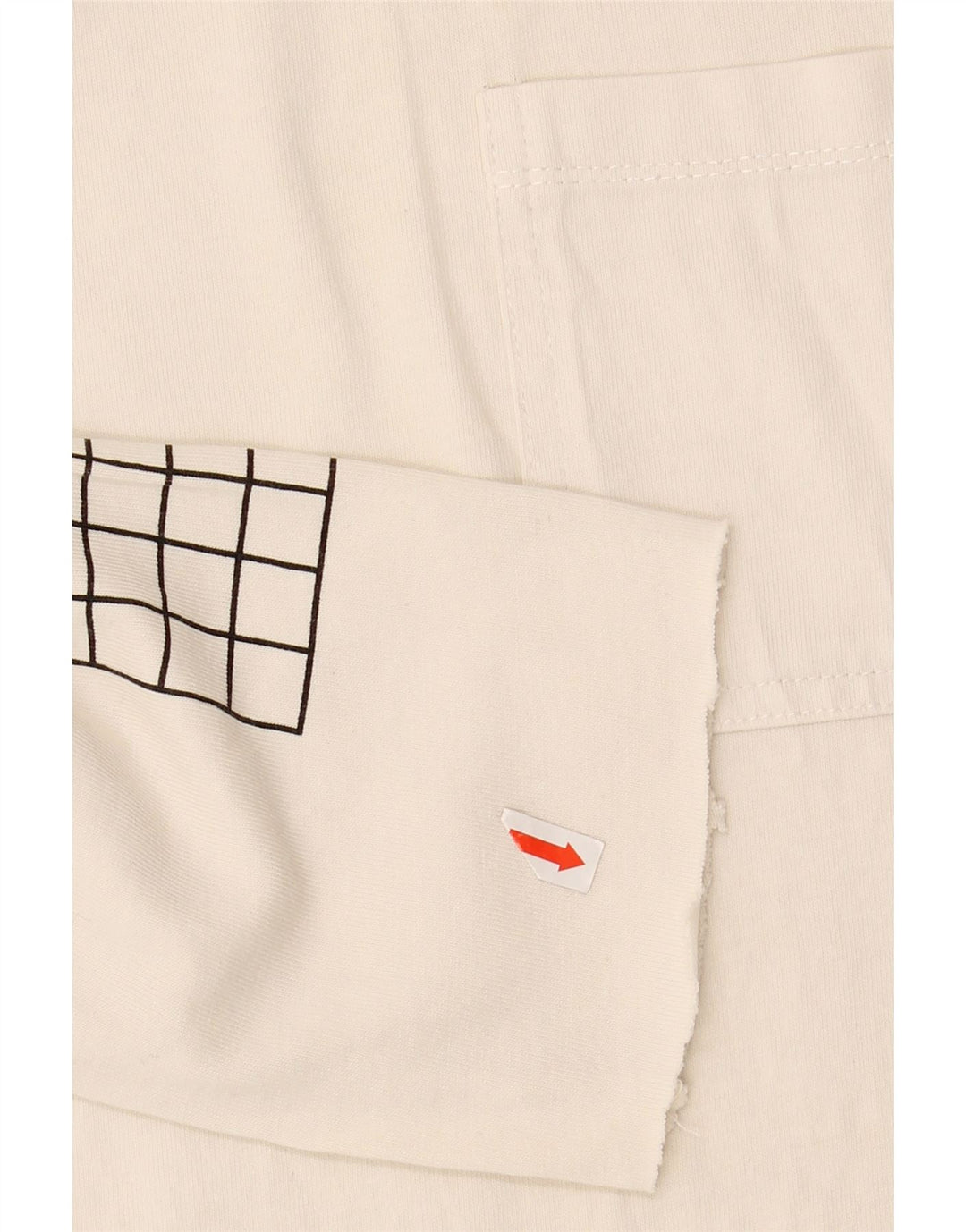 ZARA Mens Graphic Top Long Sleeve Small Off White Cotton
