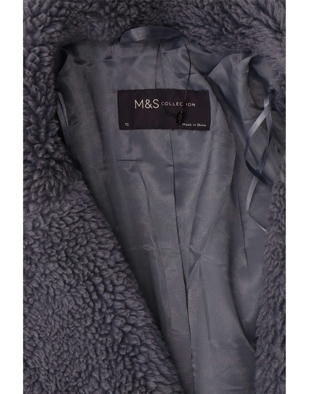 Marks & Spencer ženski preveliki kaput od umjetnog krzna UK 12 srednje sivi
