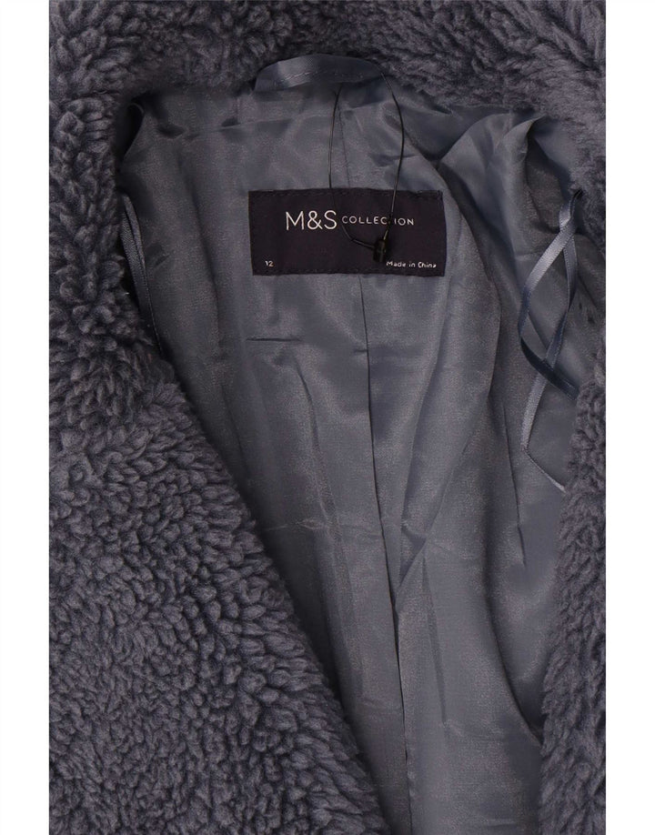 Marks & Spencer ženski preveliki kaput od umjetnog krzna UK 12 srednje sivi