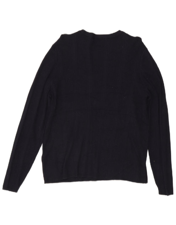 Marks & Spencer ženski džemper s veznim izrezom UK 22 3XL tamnoplava viskoza