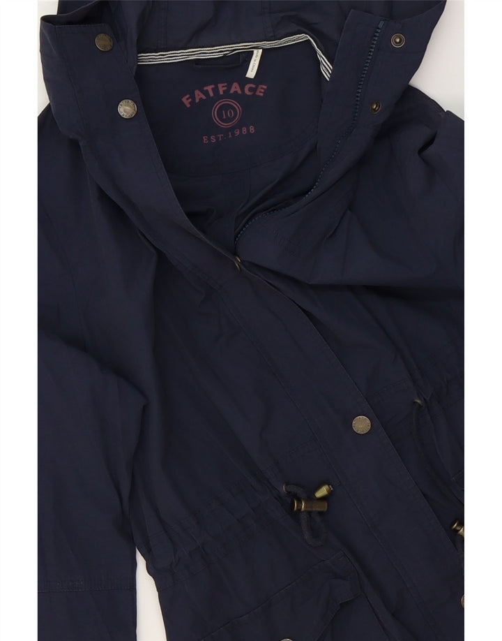 FAT FACE Womens Hooded Parka Jacket UK 10 Small  Navy Blue Nylon Vintage Fat Face and Second-Hand Fat Face from Messina Hembry 