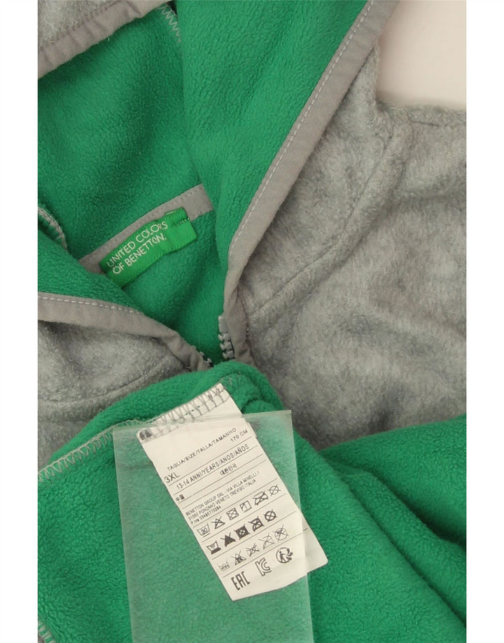 Benetton jakna od flisa s kapuljačom za dječake 13-14 godina 3XL sivi poliester
