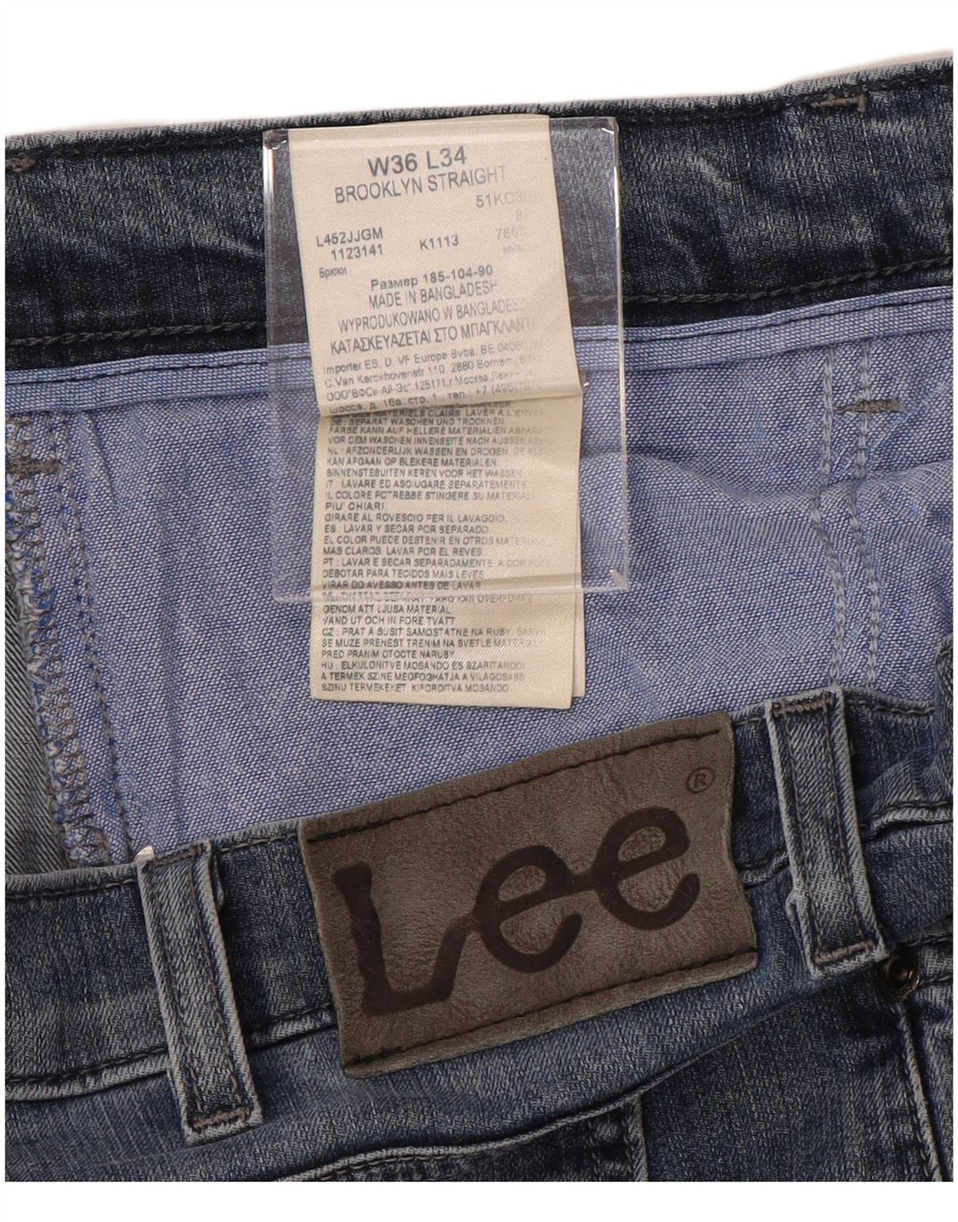 LEE Mens Brooklyn Straight Jeans W36 L29 Plavi pamuk