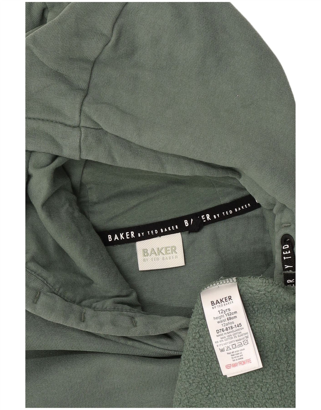 TED BAKER Majica s kapuljačom s kapuljačom za djevojčice 11-12 godina, zeleni pamuk