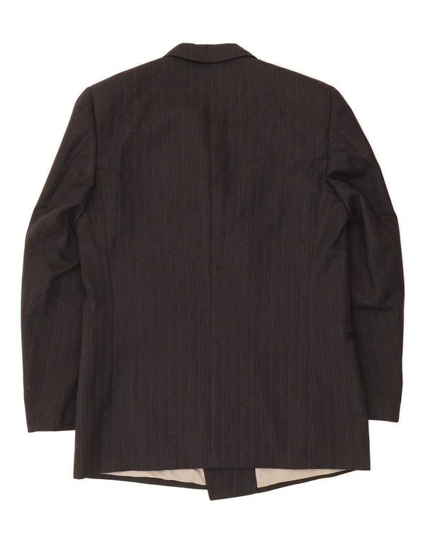 DAMIANI Mens Double Breasted Blazer Jacket IT 50 Large Black Pinstripe