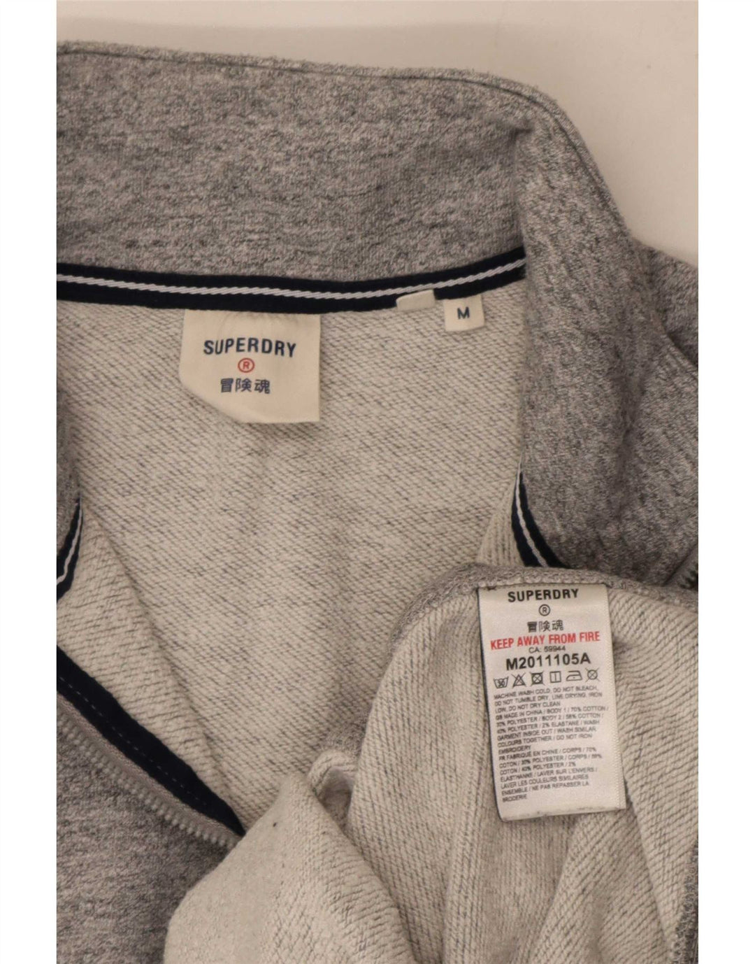 Superdry muška majica s izrezom na patentni zatvarač, srednje sivi flekasti pamuk
