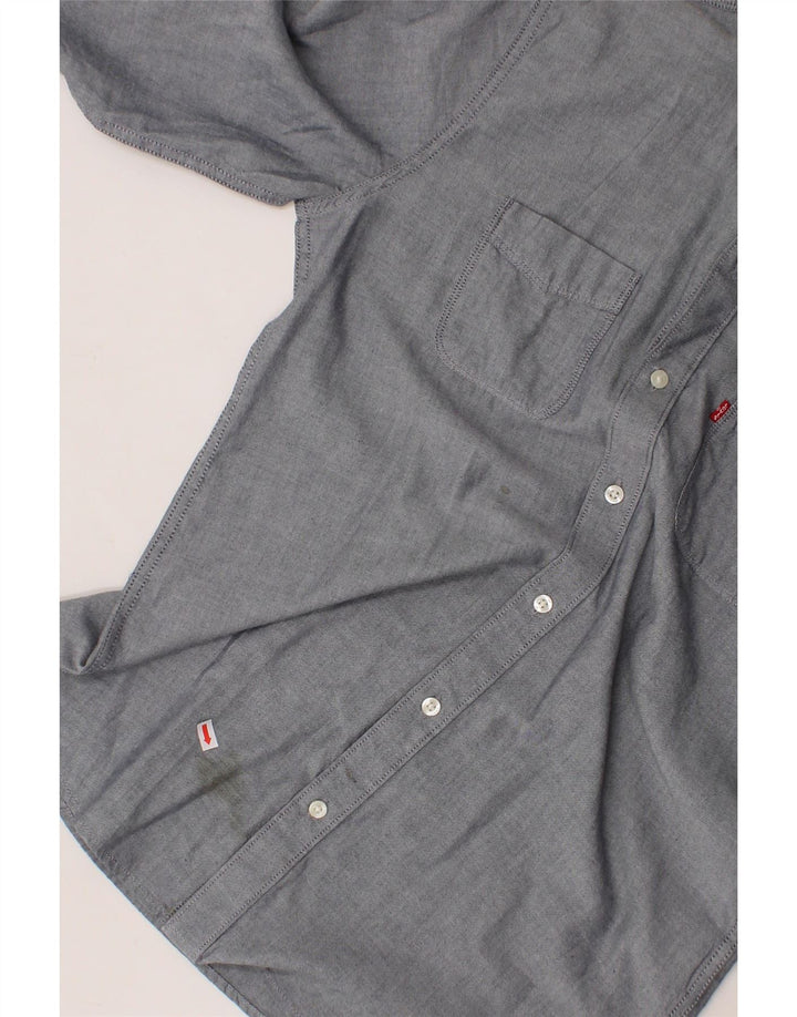 LEVI'S Mens Modern Fit Shirt Medium Grey Cotton Vintage Levi's and Second-Hand Levi's from Messina Hembry 