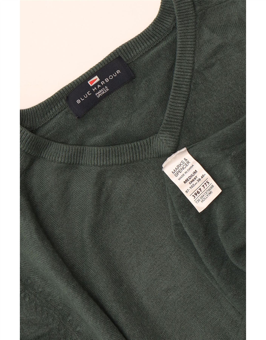 MARKS & SPENCER Muški džemper s V-izrezom UK 38/40 srednje zelena