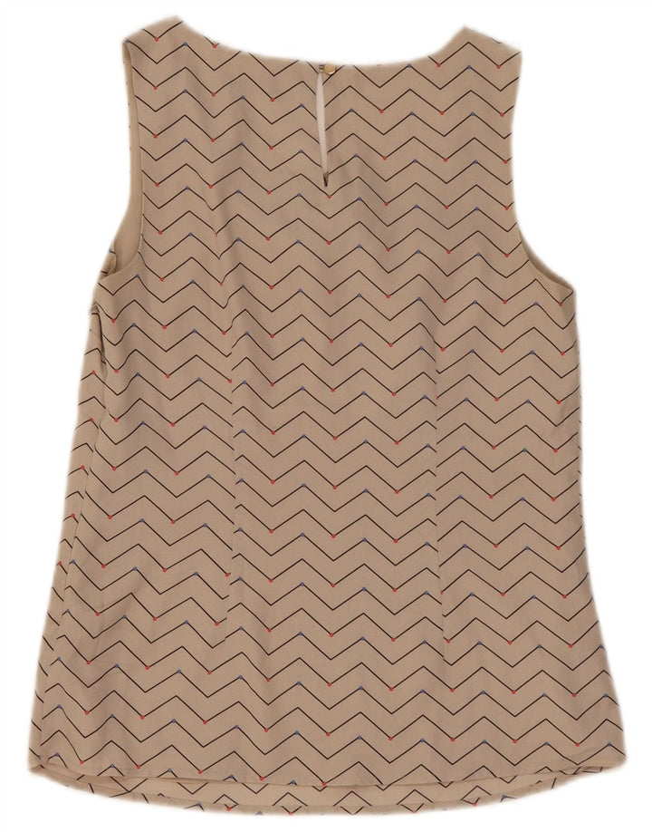 Oasis ženski gornji dio bluze bez rukava UK 10 Small Beige Geometric
