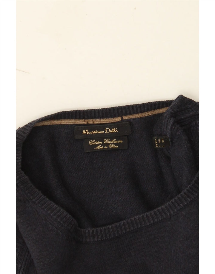 Massimo Dutti, muški džemper s okruglim izrezom, veliki tamnoplavi pamuk