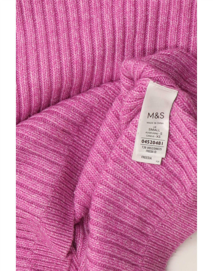 Marks & Spencer ženski džemper s okruglim izrezom UK 10 Mali ružičasti poliester