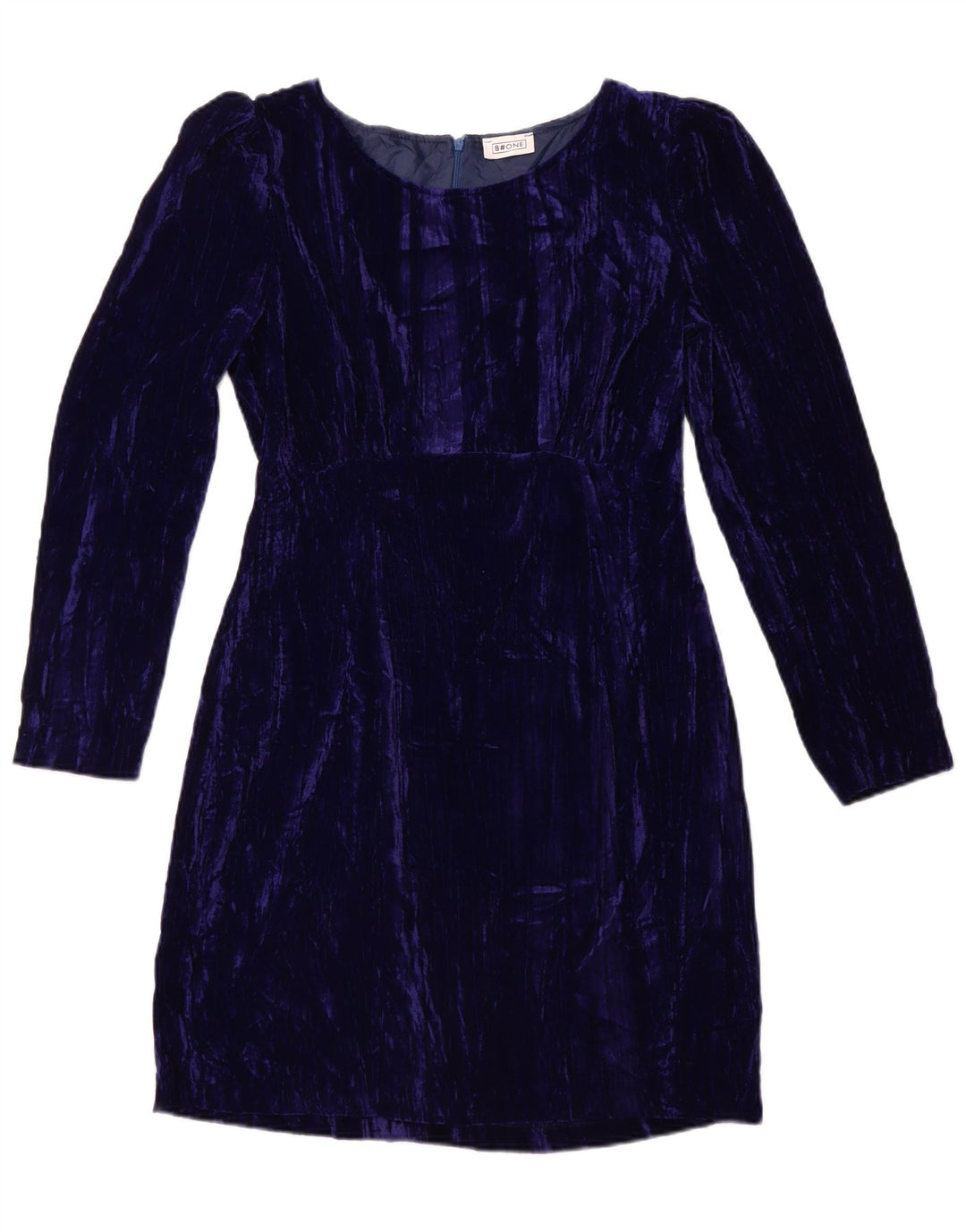 B.ONE ženska plava haljina od velura dugih rukava UK 14 velika plava poliester