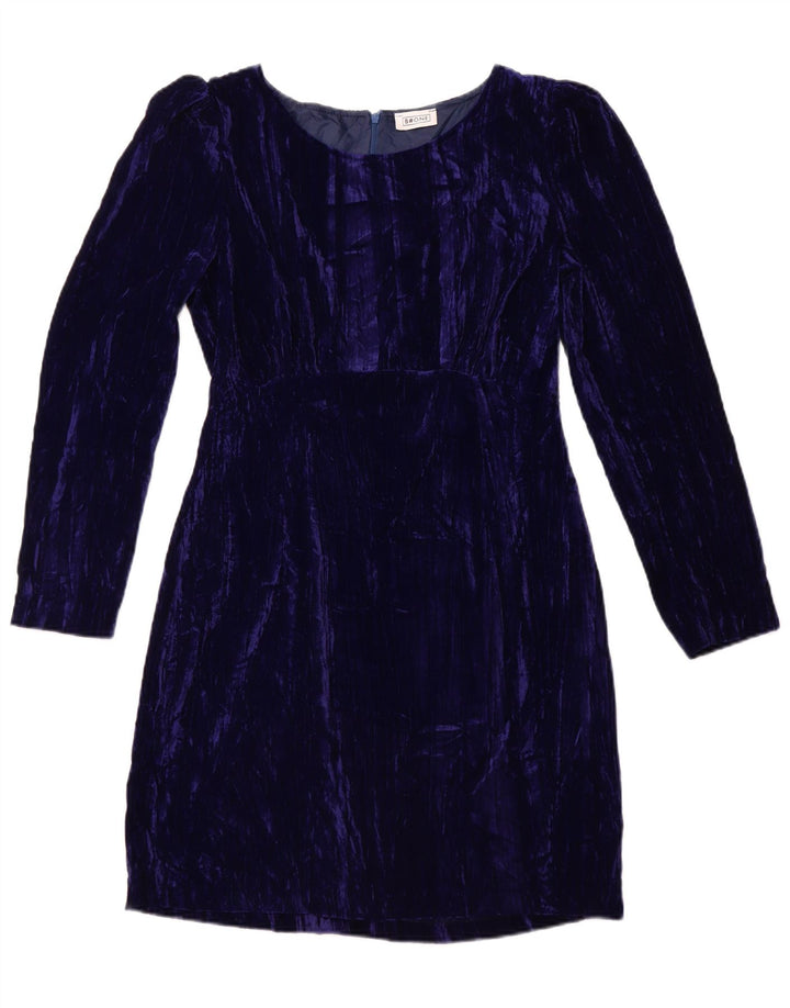 B.ONE ženska plava haljina od velura dugih rukava UK 14 velika plava poliester