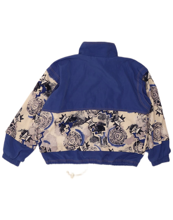 VINTAGE ženska gornja jakna trenirke UK 22 3XL plavi geometrijski pamuk