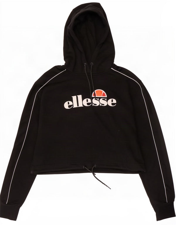 Ellesse Ženska skraćena majica s kapuljačom UK 12 Srednje crni pamuk