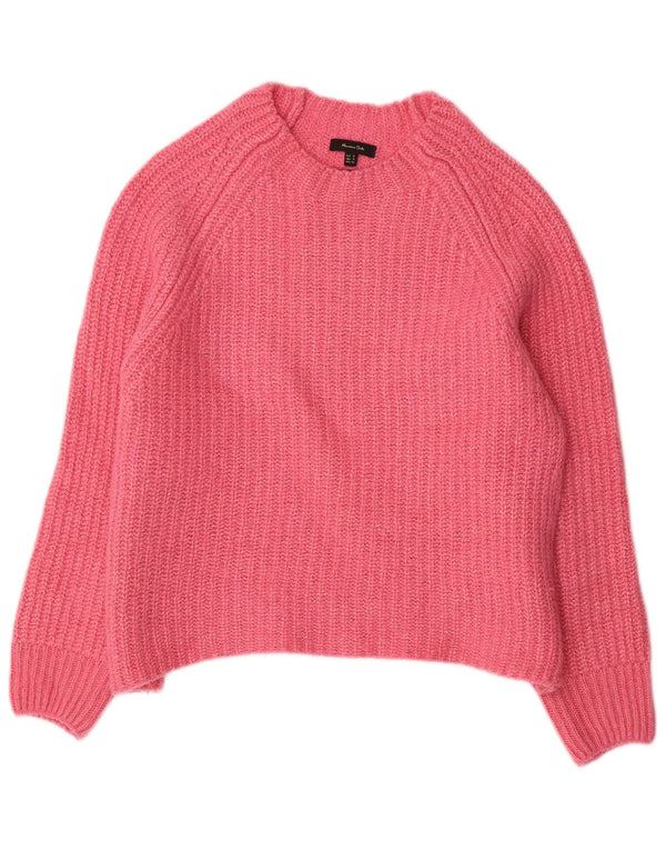 Massimo Dutti Womens Oversized Boat Neck Jumper Sweater UK 10 Small Pink