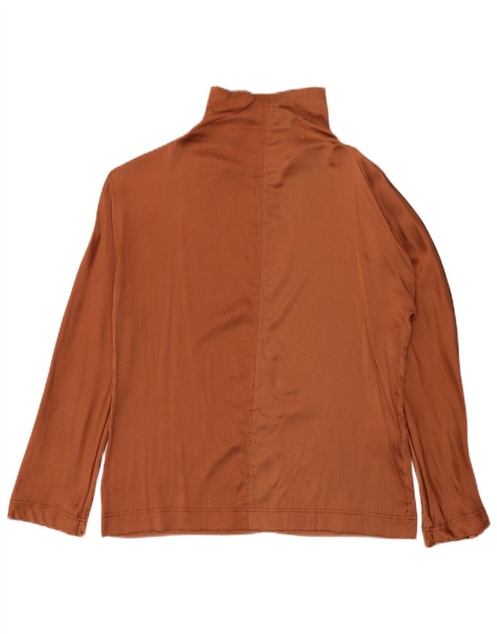 ALYSI Ženska majica dugih rukava UK 10 Small Brown Silk