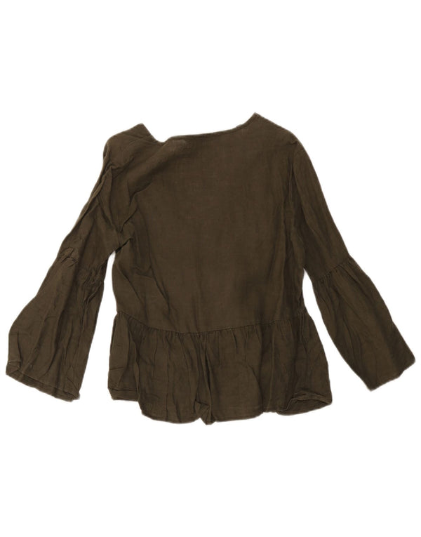 Zara ženska košulja bluza UK 10 Small Green Linen