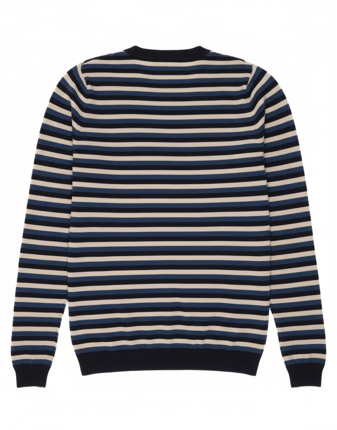 Lacoste ženski džemper s V-izrezom, veličina 38 srednje tamnoplave vunene pruge