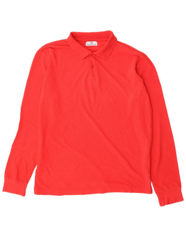 SERGIO TACCHINI Mens Long Sleeve Polo Shirt XL Red Cotton