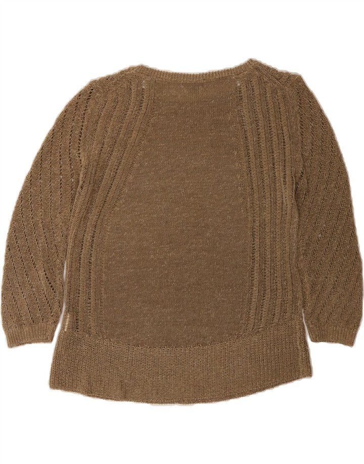 MASSIMO DUTTI Womens Oversized Boat Neck Jumper Sweater UK 10 Small Brown Vintage Massimo Dutti and Second-Hand Massimo Dutti from Messina Hembry 