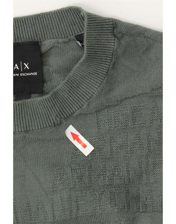 Armani Exchange muški pulover s okruglim izrezom, mali zeleni pamuk
