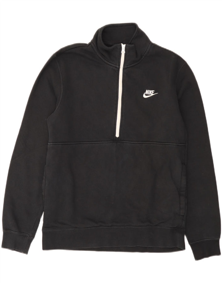 Nike muška majica s izrezom na patentni zatvarač Srednji crni pamuk