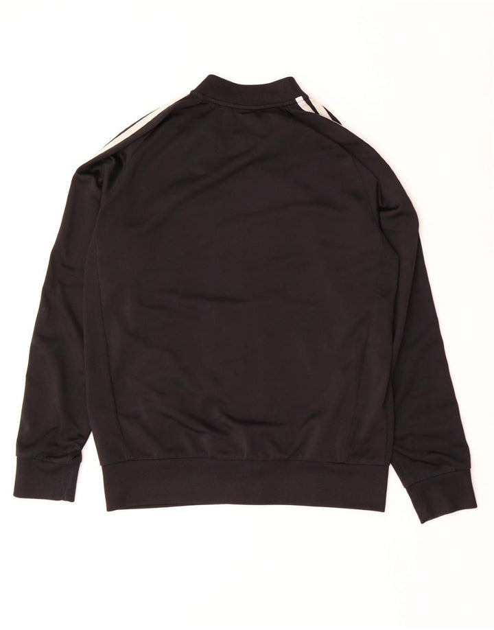 ADIDAS Boys Tracksuit Top Jacket 13-14 Years Black Polyester