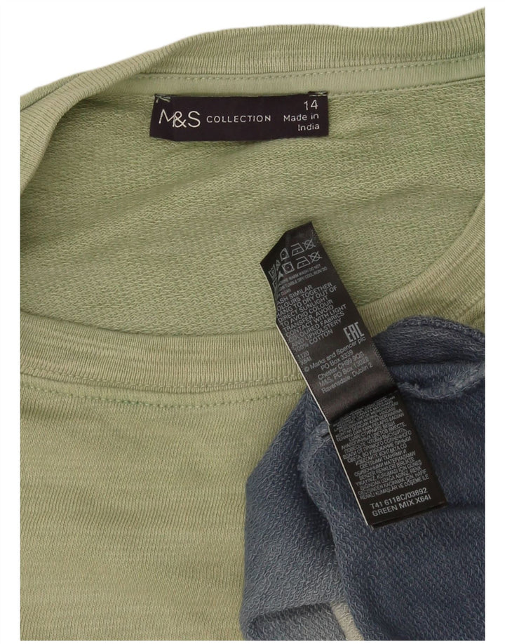 Marks & Spencer Ženska majica s kratkim rukavima UK 14 velikih blokova zelene boje