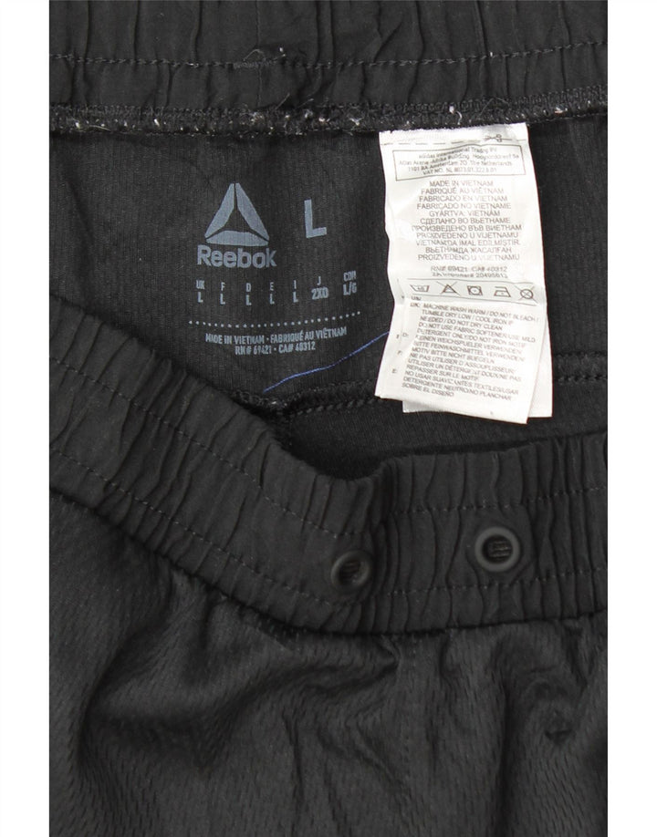 REEBOK Muške hlače za trenirku, velike crne poliesterske hlače