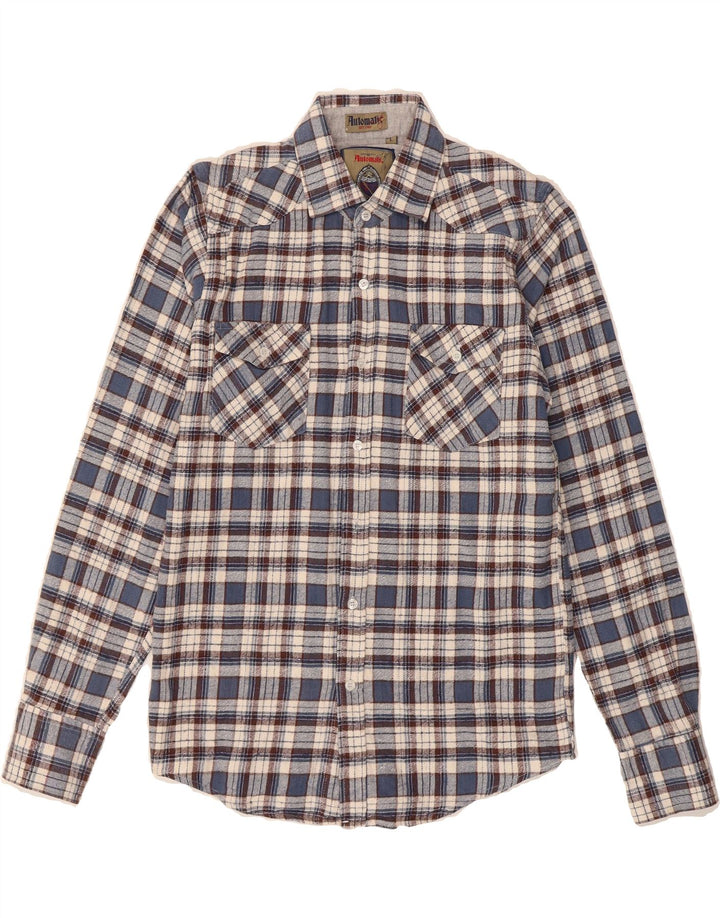 AUTOMATIC Mens Flannel Shirt Large Blue Check Cotton Vintage Automatic and Second-Hand Automatic from Messina Hembry 