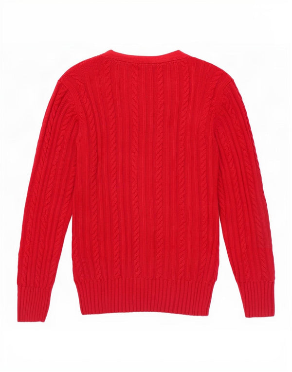 Collectif Womens Front Tie Boat Neck Jumper Sweater UK 14 Large Red Cotton