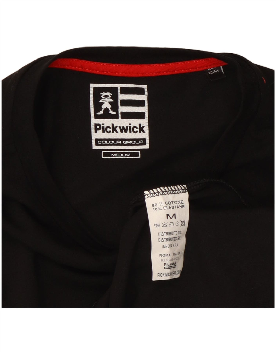 Pickwick Mens Graphic Top Long Sleeve Medium Black Cotton