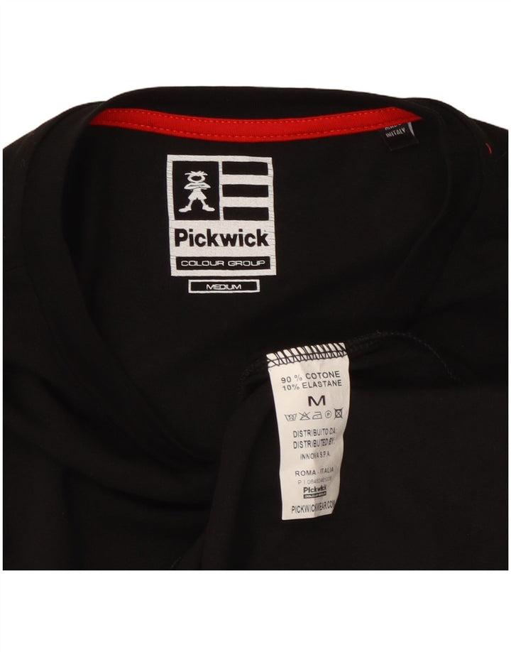Pickwick Mens Graphic Top Long Sleeve Medium Black Cotton