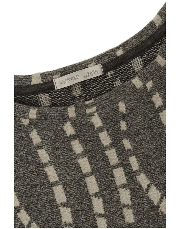 Zara ženska top tunika UK 16 Large Grey Chevron