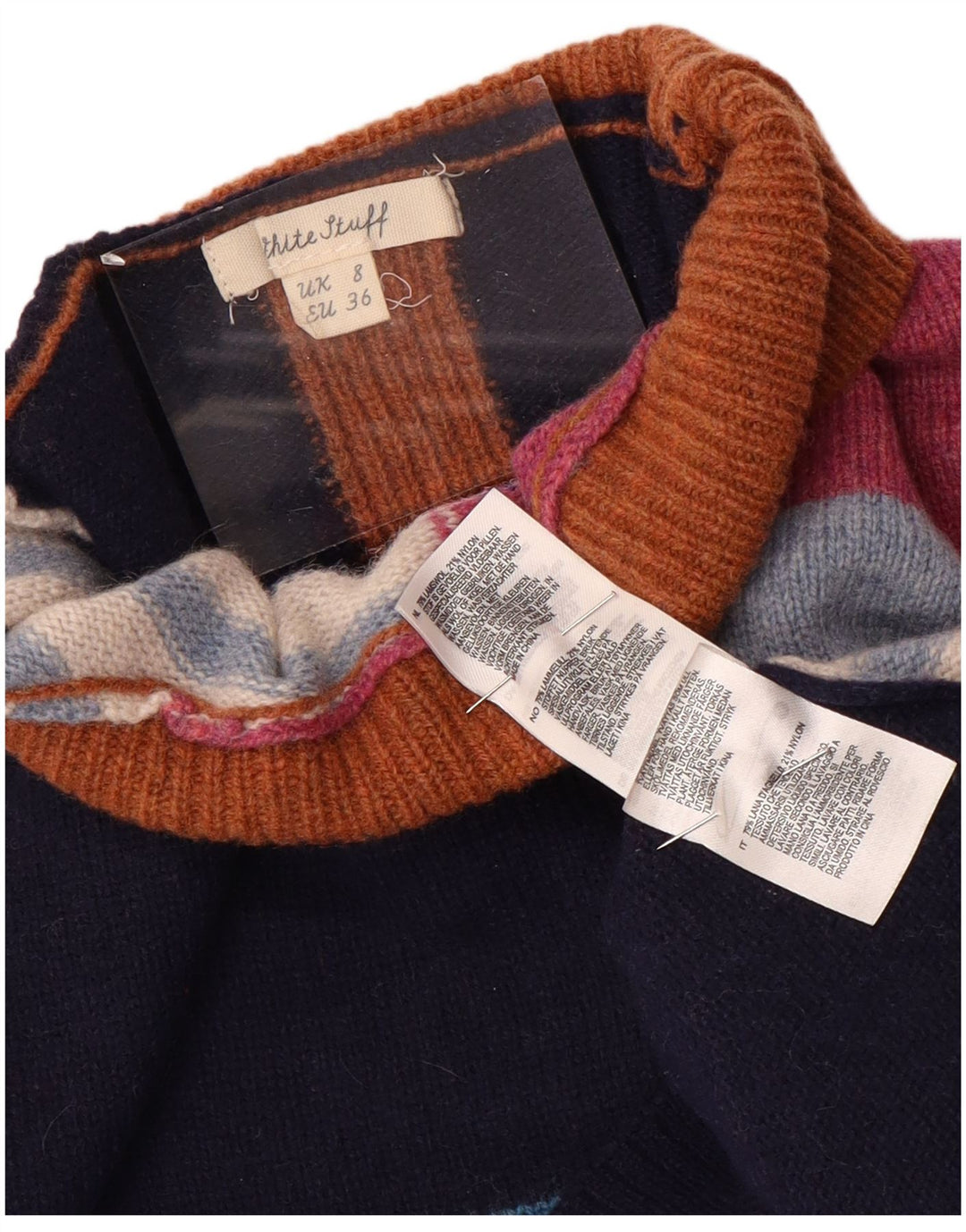 WHITE STUFF Ženski džemper s kornjačičastim ovratnikom UK 8 Mali višebojni