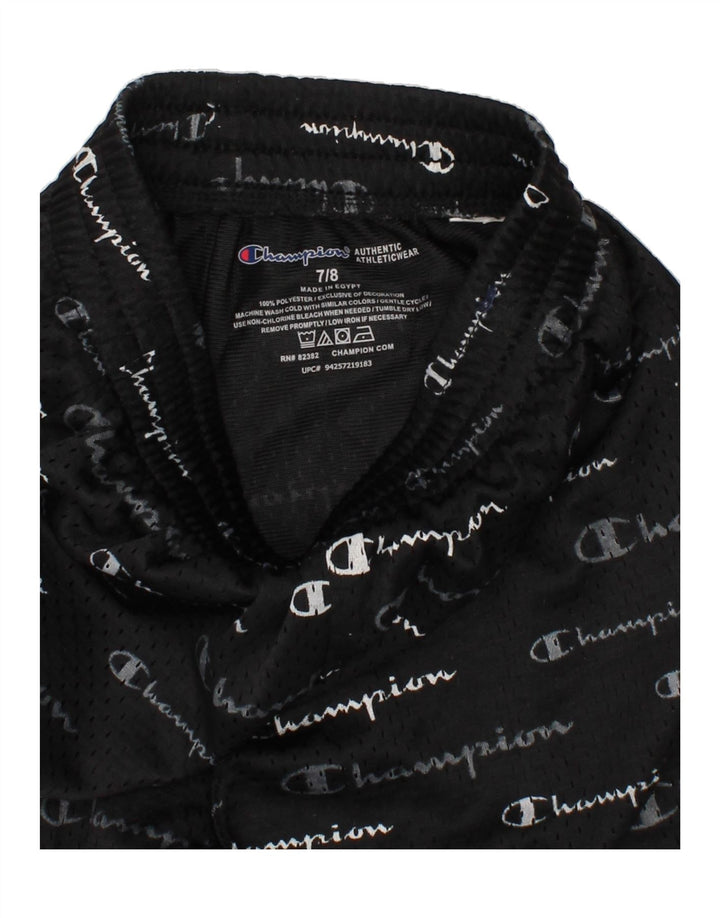 CHAMPION Boys Graphic Sport Shorts 7-8 Years Black Polyester Vintage Champion and Second-Hand Champion from Messina Hembry 