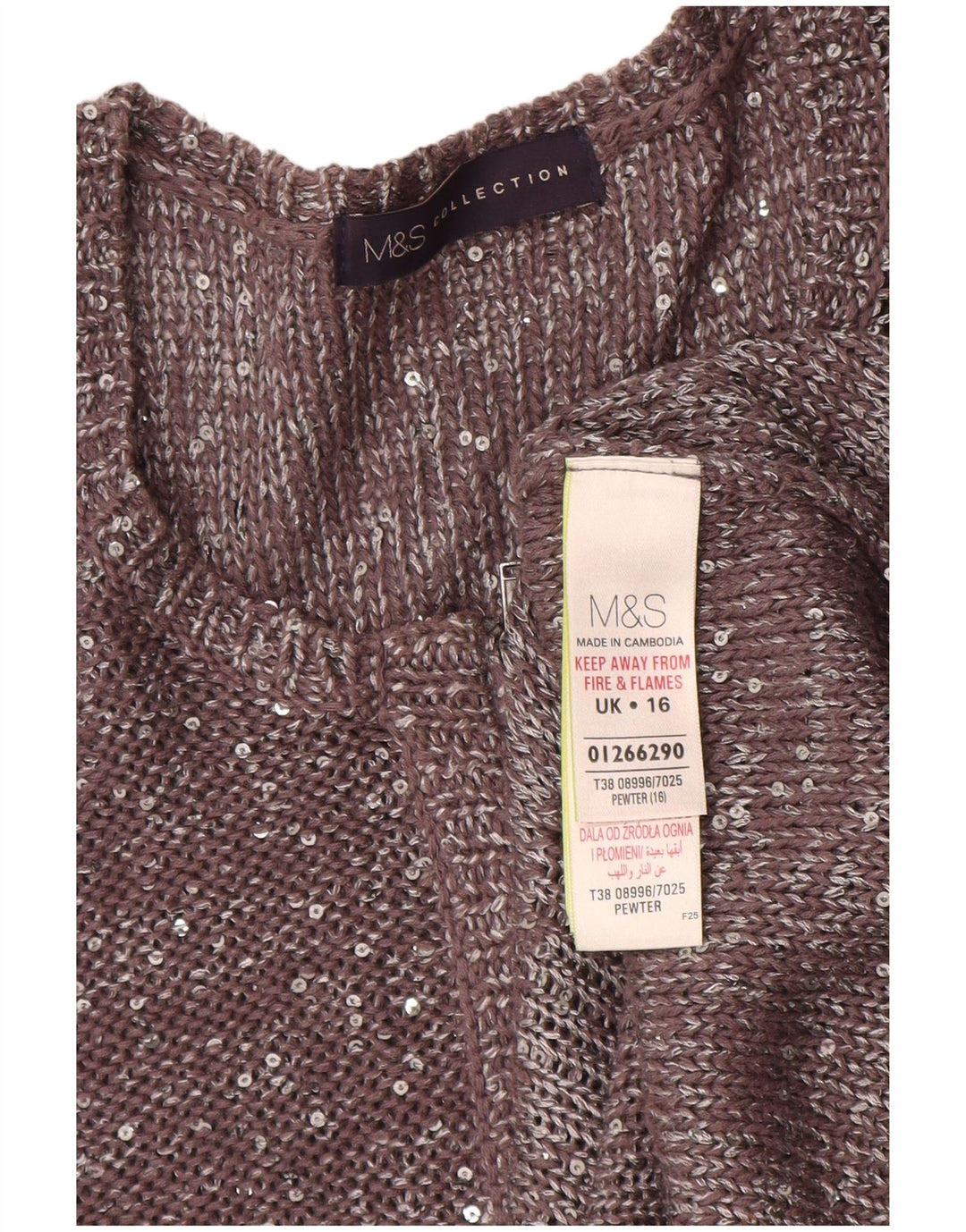 Marks & Spencer ženski kardigan pulover UK 16 Veliki sivi flekasti poliester