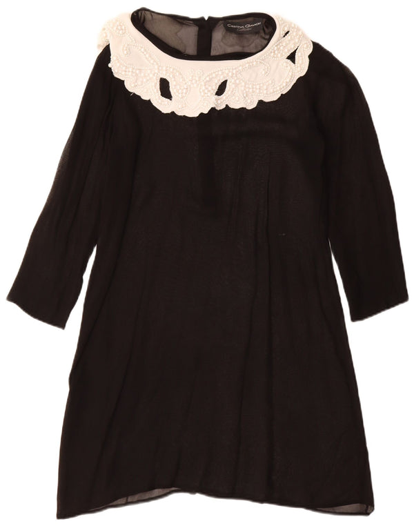 CRISTINA GAVIOLI Ženska prozirna haljina A-kroja UK 10 Mala crna