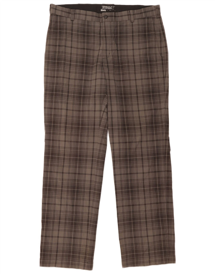 NIKE muške Dri Fit Ravne Chino hlače W36 L32 sivi karirani poliester