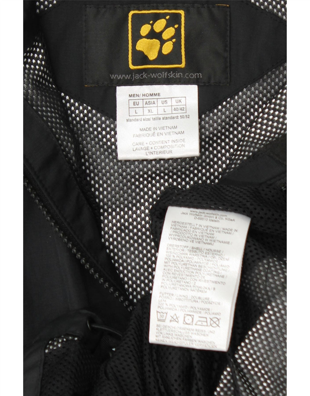 JACK WOLFSKIN Muška kišna jakna s kapuljačom UK 40/42 Velika crna poliamidna