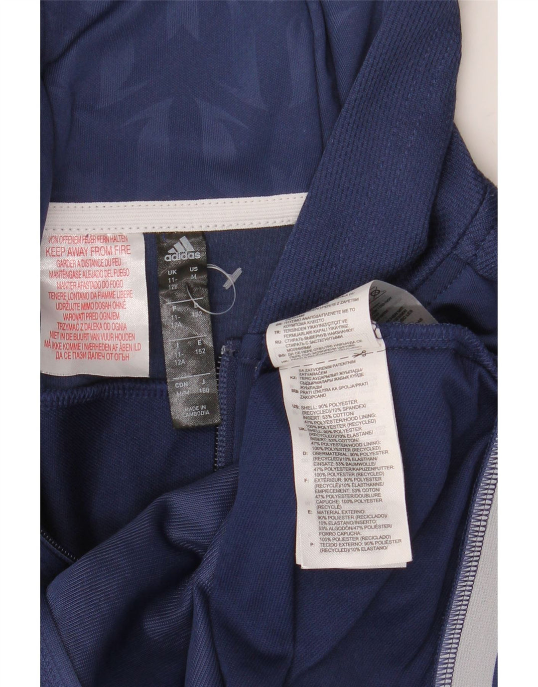 Adidas pulover s kapuljačom s patentnim zatvaračem MESSI za dječake 11-12 godina tamnoplavi poliester