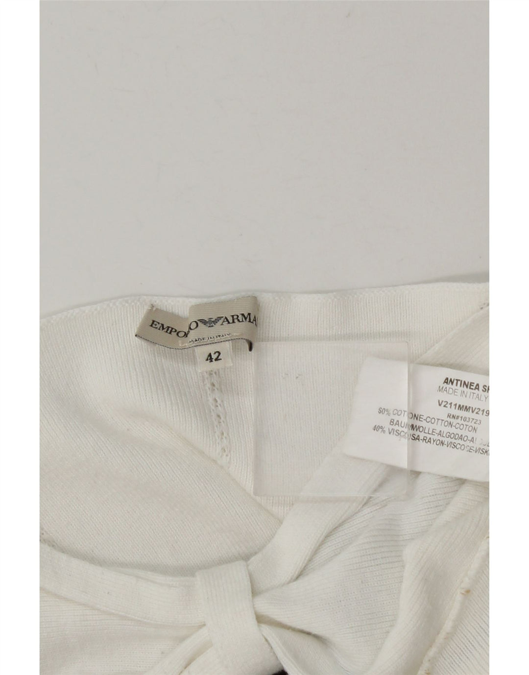 Emporio Armani ženska majica s otvorenim ramenima IT 42 srednje bijele pruge