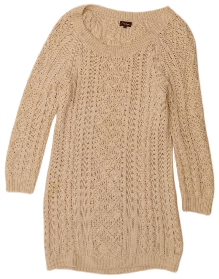 PHASE EIGHT Womens Jumper Dress UK 12 Medium Beige Cotton