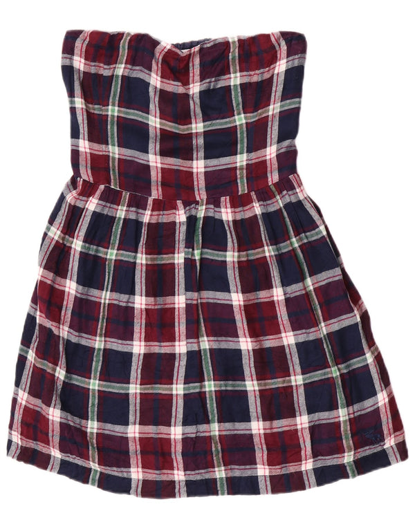 Abercrombie & Fitch ženska mini haljina bez naramenica UK 14 veliki bordo karirani
