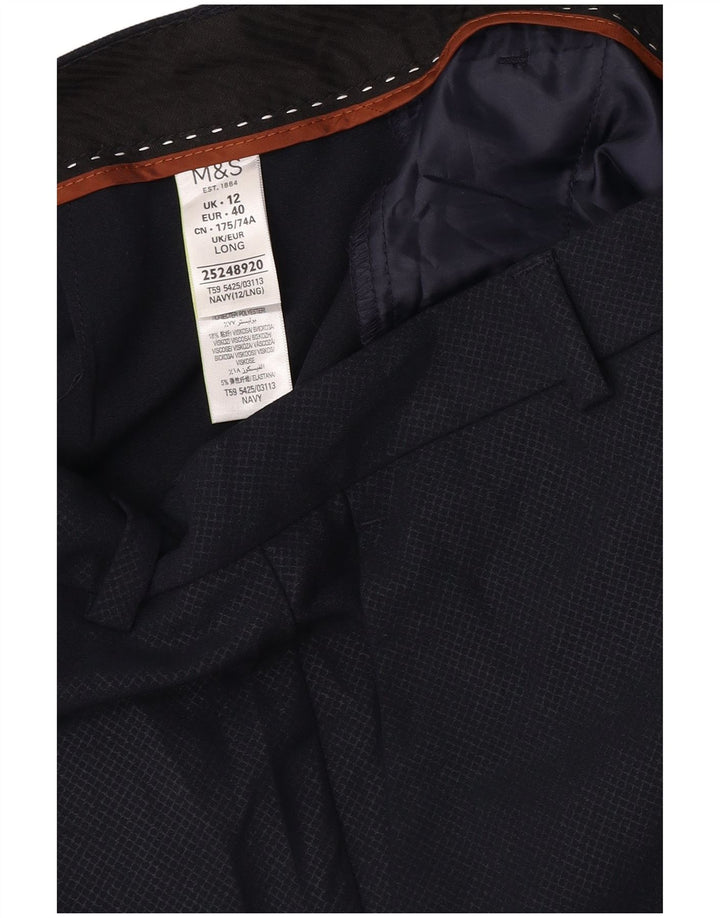 Marks & Spencer ženske odijelne hlače UK 12 srednje W32 L32 tamnoplava karirana