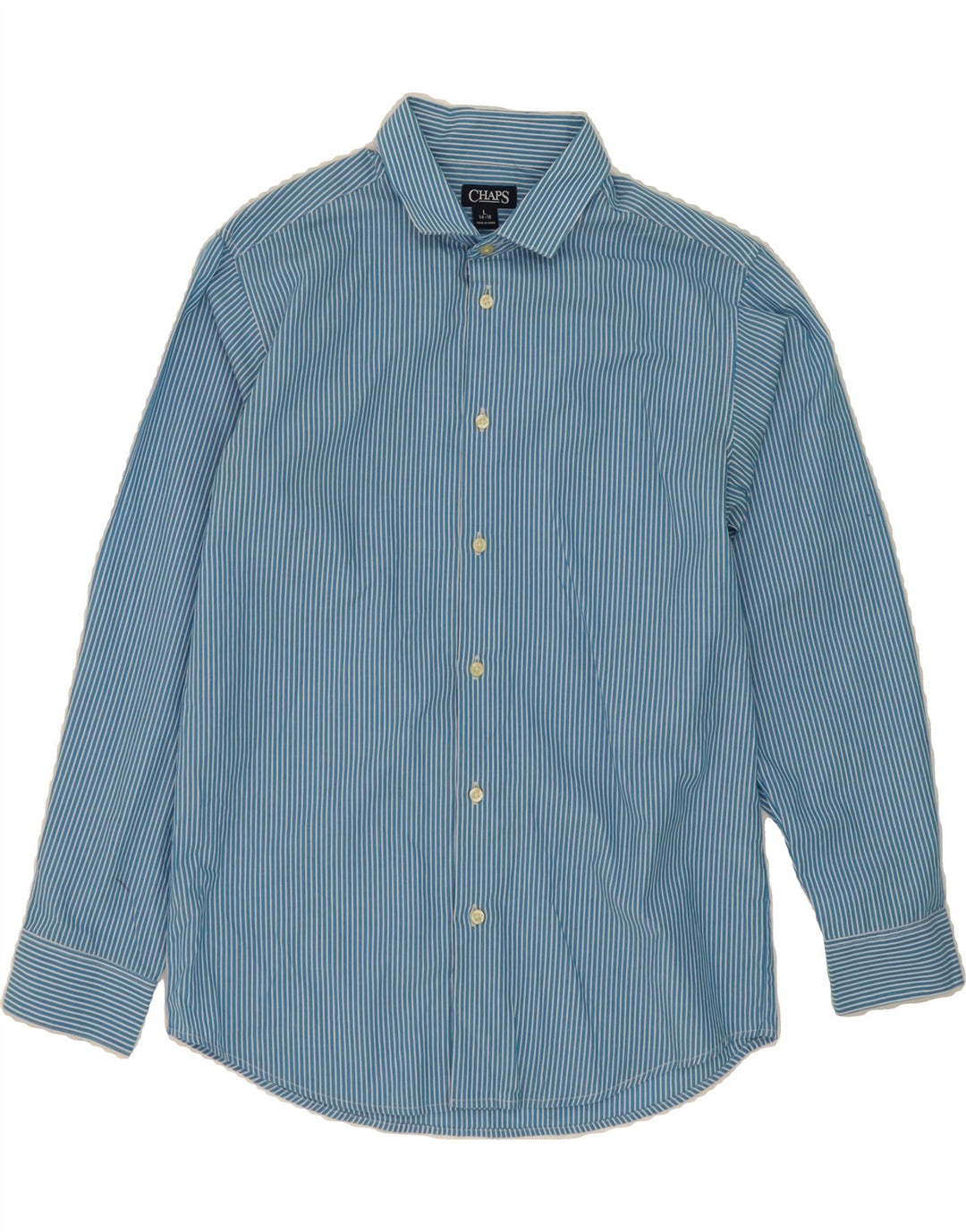 CHAPS Boys Shirt 14-15 Years Large  Blue Pinstripe Cotton Vintage Chaps and Second-Hand Chaps from Messina Hembry 